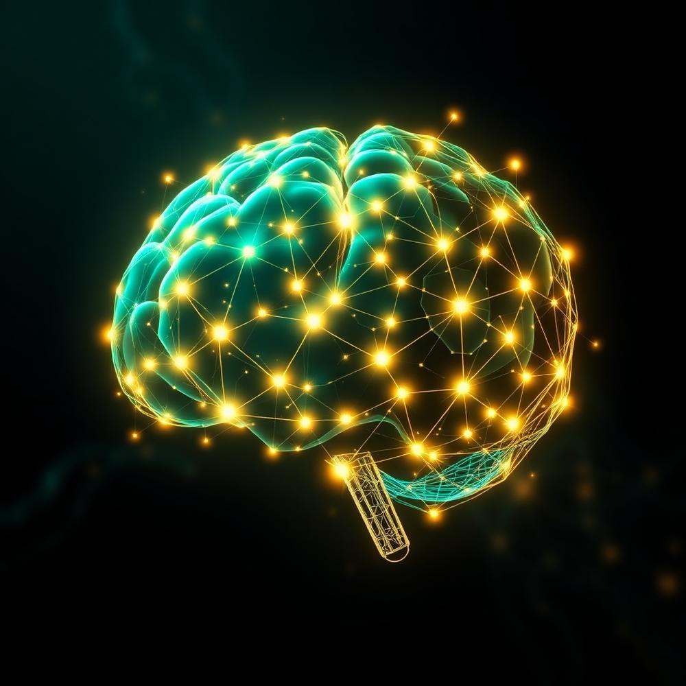 Quantum AI neural network engine illustration